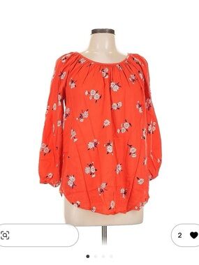 Old Navy Red Floral Peasant Top